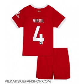 Koszulka piłkarska Liverpool Virgil van Dijk #4 Strój Domowy dla dzieci 2023-24 tanio Krótki Rękaw (+ Krótkie spodenki)